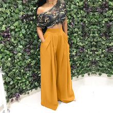 Load image into Gallery viewer, Women Flare Pants Wide Leg Elegant Office Lady Casual Trousers Female High Waist Elastic Loose Slacks Bell Bottom Palazzo Party