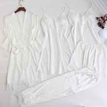 Load image into Gallery viewer, Women&#39;s Silk Satin Pajama Set 5 Piece