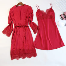 Load image into Gallery viewer, Women&#39;s Silk Satin Pajama Set 5 Piece