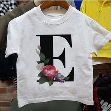 Load image into Gallery viewer, New Cartoon Flower English Alphabet Print Girls T Shirt Leisure Girl T-shirt Children Harajuku Boy Tshirt Kawaii Kids Tops Vogue