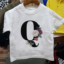 Load image into Gallery viewer, New Cartoon Flower English Alphabet Print Girls T Shirt Leisure Girl T-shirt Children Harajuku Boy Tshirt Kawaii Kids Tops Vogue