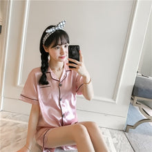 Load image into Gallery viewer, JULY&#39;S SONG 2020 New Spring Summer Women Faux Silk Pajamas Set