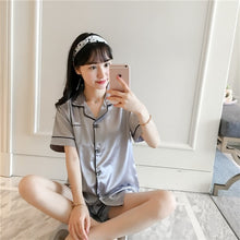 Load image into Gallery viewer, JULY&#39;S SONG 2020 New Spring Summer Women Faux Silk Pajamas Set
