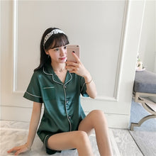 Load image into Gallery viewer, JULY&#39;S SONG 2020 New Spring Summer Women Faux Silk Pajamas Set