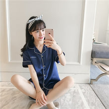Load image into Gallery viewer, JULY&#39;S SONG 2020 New Spring Summer Women Faux Silk Pajamas Set